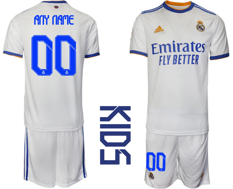 Youth 2021-2022 Club Real Madrid home white customized Soccer Jerseys->customized soccer jersey->Custom Jersey
